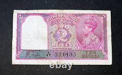British India Rs 2/- Note KG VI Prefix A Sign Jb Taylor Vf Ww2 Period