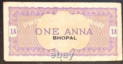 British India World War II Pow Coupon Bhopal-bairagarh One Anna Vf Uniface