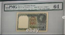 British india Burma Currency Board 1940(1947) Pick# 30 One Rupees PMG 64 Choice