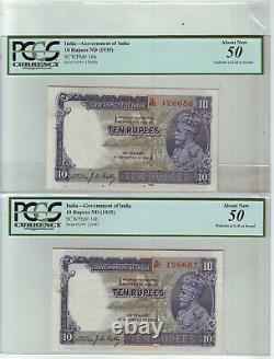 British india king george V, Rs 10, sequential 2 notes