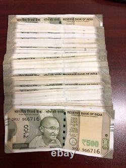 Bundle of 500 Indian rupee notes, FV 50,000 INR, Varying conditions
