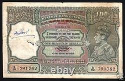 Burma India 100 Rupees P-33 1947 King George VI Rare British Tiger GB Bank Note