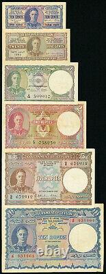 Ceylon 1 2 Rupees 1941 Pick 34 35a 5 10 Rupees Total 6