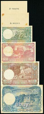 Ceylon 1 2 Rupees 1941 Pick 34 35a 5 10 Rupees Total 6