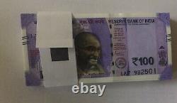 Collection 100 consecutive uncirculated Rs. 100 Indian Rupee Notes Issued 2018
