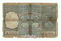 Extreme Rare 100 Rupees British India Kanpur 1944 signed C. D. Deshmukh G5-32