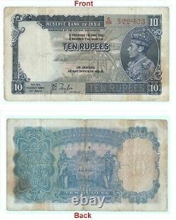 Extreme Rare 10 Rs Banknote Portrait Of king George VI JB Taylor Signed G5-61