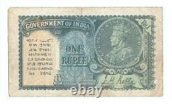 Extreme Rare 1940 J. W. Kelly One Rupee Note British india George V Note G5-51