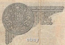 Extreme Rare 1940 J. W. Kelly One Rupee Note British india George V Note G5-51
