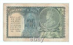 Extreme Rare 1940 J. W. Kelly One Rupee Note British india George V Note G5-52