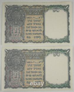 Four (4) British India 1940 (ND) 1 Rupee Pick #25d Crisp UNC Consecutive Numbers