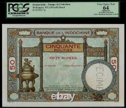 French India 50 Rupees (1936-45) Pick #p 7as SPECIMEN / Proof RARE PCGS 64 CUNC