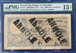 French India rare 10 rupees 1919 Pondichery PMG15 Choice Fine P2b