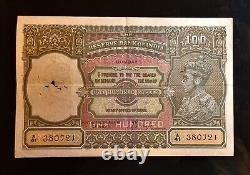 George VI rupees 100 India British Bank Note signed J B Taylor Bombay J&R 7.1A