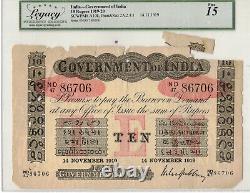 Government Of India 10 Rupees 1919-20 P#20c Legacy 15 Fine Lt 345