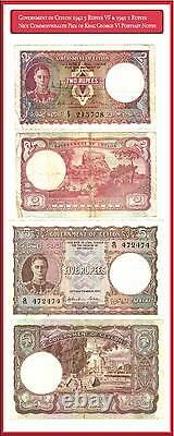 Government of Ceylon 1942 5 Rupees aVF & 1941 2 Rupees