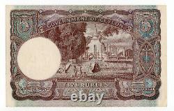 Government of Ceylon 1946 5 Rupees P-36 King George VI AU/UNC