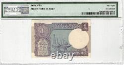 Government of India 1 Rupee Letter B 1990 Solid #3's Ashoka Column PMG 58 FANCY