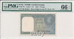 Government of India India 1 Rupee 1940 George VI Black S/N PMG 66EPQ
