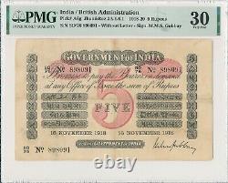 Government of India India 5 Rupees 1918 PMG 30