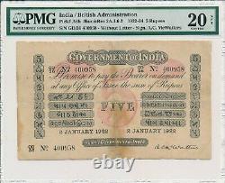 Government of India India 5 Rupees 1922 PMG 20NET