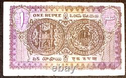 Hyderabad India Rs 1 Note Type 3 Sign Ghulam Muhammad 1941 George 6 Period