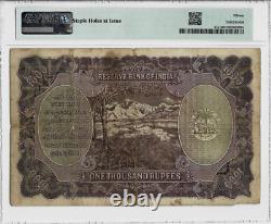 INDIA 1000 RUPEES P-21 1937 PMG Bombay RARE KGVI Indian Currency Papermoney NOTE