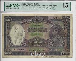 INDIA 1000 RUPEES P-21 1937 PMG KARACHI few Known to exist RARE KING GEORGE NOTE