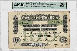 INDIA 100 RUPEE P-A17Y 1920 RARE PMG20 Indian MADRAS Currency Money Uniface NOTE