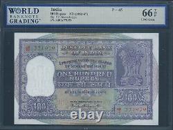 INDIA 100 Rupees ND(1962-67) P-45 WBG 66 TOP Gem Unc
