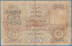 INDIA 1917 10 RUPEES P-6A KING GEORGE RARE Fine- US Seller