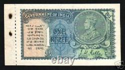 INDIA 1 RUPEE P-14 B 1935 Witho PORTRAIT watermark UNC King George V BOOKLET NOTE