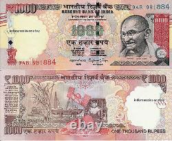 INDIA 2016 1000 RS Tactile Mark Novel Number R Inset Paper Money Note UNC NEW