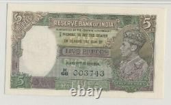 INDIA 5 RUPEES ND (1937) PICK# 18a H/68 003743 PMG 55 ABOUT UNC EPQ