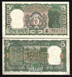 INDIA 5 RUPEES P-55 1970 x 100 Pcs Lot BUNDLE ANTELOPE TIGER UNC CURRENCY NOTE