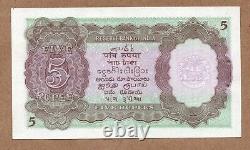 INDIA BRITISH 5 RUPEES ND1937 P18a ABOUT UNCIRCULATED