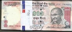 INDIA LOT BUNDLE 100x 1000 RUPEES P 107. DIFF DATES. VF CONDITION. 3RW 03NOV