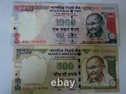 -INDIA PAPER MONEY- 2'M. GANDHI' DEMONETIZED NOTES RS. 1000/- & 500/- # E20i