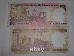 -INDIA PAPER MONEY- 2'M. GANDHI' DEMONETIZED NOTES RS. 1000/- & 500/- # E20i