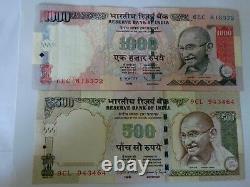 -INDIA PAPER MONEY- 2'M. GANDHI' DEMONETIZED NOTES RS. 1000/- & 500/-# E20ii