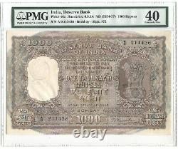 INDIA PICK 46a BOMBAY 1954-57 B RAMA RAO 1000 RUPEES PMG 40