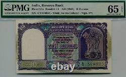 INDIA Reserve Bank 10 Rupees Note Sign C D Deshmukh #p37 1949 GEM UNC PMG 65 EPQ