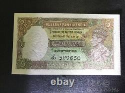 INDIA Reserve Bank 1943 5 Rupees UNC with hole