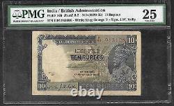 INDIA Scarce 10 Rupees Note 1928/35 (King Geo. V) P16b PMG25VF