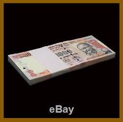 India 1000 (1,000) Rupees x 100 Pcs Bundle, 2012 P-100w Letter L New Symbol Unc