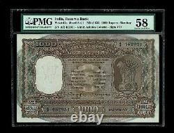 India 1000 Rs (1975) N Sengupta PMG-58 P65a Top most PMG grade