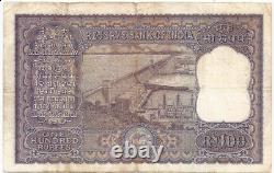 India 100 HVR Iyengar + big note dam G-6 XF v rare Issued In 1960 Pick P-44