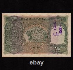 India 100 Rupees 1943 P-20b VF spindle hole King George