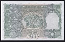 India - 100 Rupees 1943 - Xf+ - Bombay - King George VI - Rare