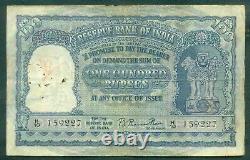 India 100 Rupees 1949 Rama Rau Sign 72 P. 41a Serial # 159227